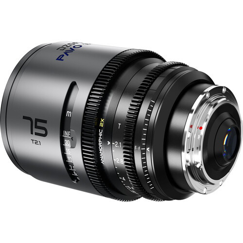 Obiektyw anamorficzny DZOFILM Pavo 2x 75 mm T2.1 PL/EF S35 metryczny niebieska powłoka