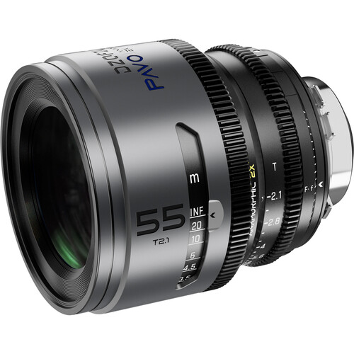 Obiektyw anamorficzny DZOFILM Pavo 2x 55 mm T2.1 PL/EF S35 metryczny niebieska powłoka