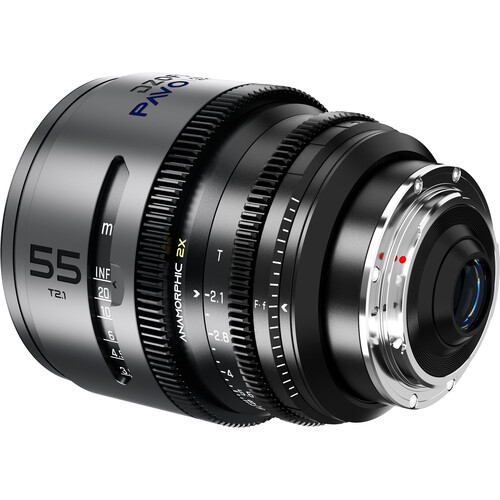 Obiektyw anamorficzny DZOFILM Pavo 2x 55 mm T2.1 PL/EF S35 metryczny niebieska powłoka