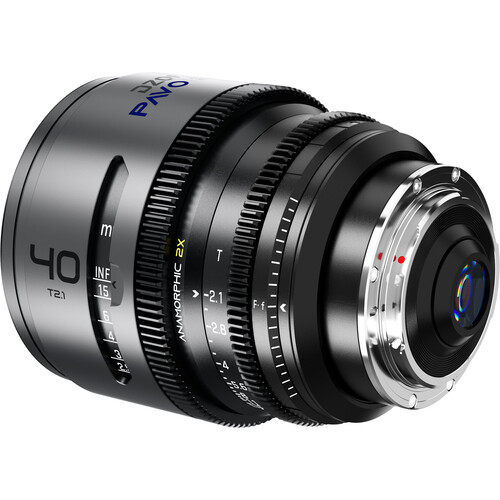 Obiektyw anamorficzny DZOFILM Pavo 2x 40 mm T2.1 PL/EF S35 metryczny niebieska powłoka