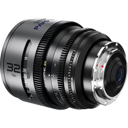 Obiektyw anamorficzny DZOFILM Pavo 2x 32 mm T2.1 PL/EF S35 metryczny niebieska powłoka
