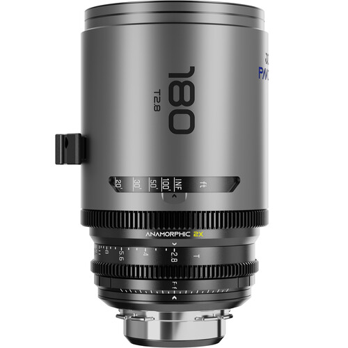 Obiektyw anamorficzny DZOFILM Pavo 2x 180 mm T2.8 PL/EF metryczny niebieska powłoka