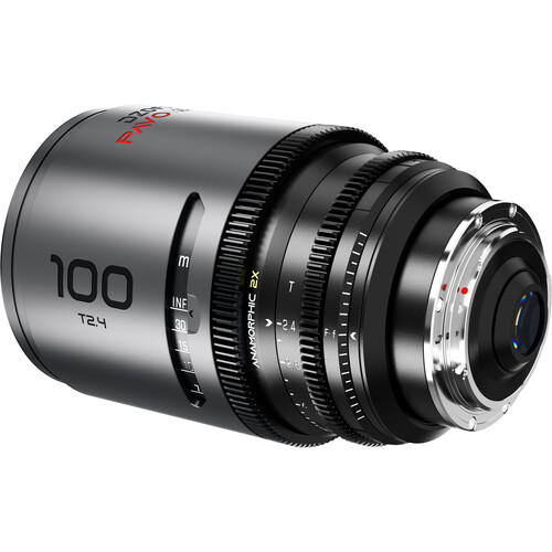Obiektyw anamorficzny DZOFILM Pavo 2x 100 mm T2.4 PL/EF S35 metryczny neutralna powłoka