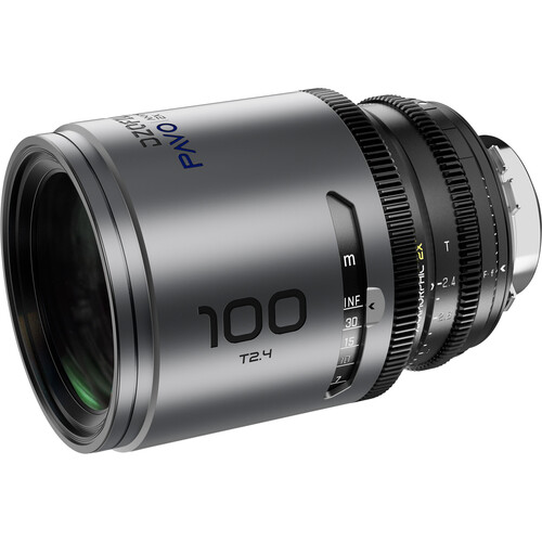 Obiektyw anamorficzny DZOFILM Pavo 2x 100 mm T2.4 PL/EF S35 metryczny niebieska powłoka
