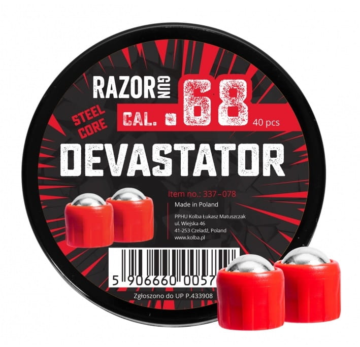 Kule metalowe RazorGun Steel Core Devastatorkal. .68 / 40 szt. do Umarex T4E HDS 68 kal.