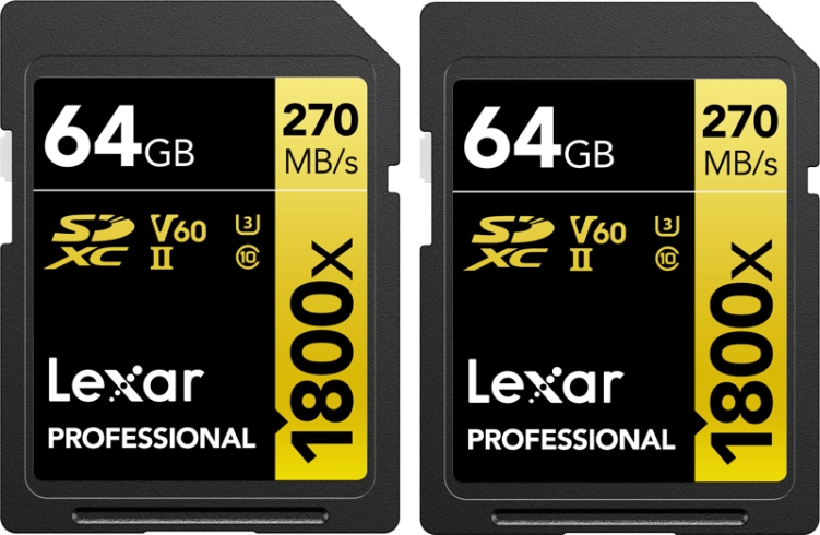 2x Karta pamięci Lexar 1800x SDXC 64Gb UHS-II V60 R270/W180