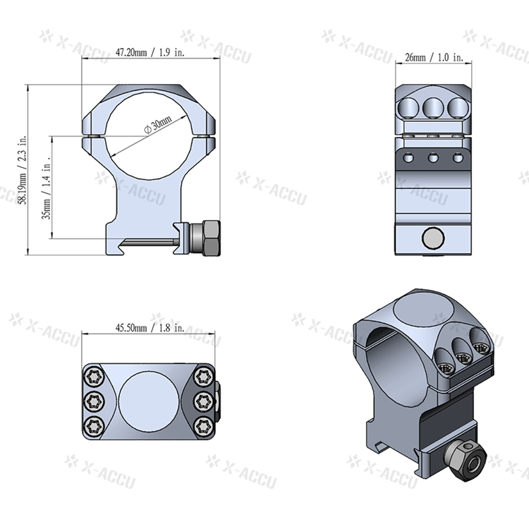 Montaż Vector Optics X-ACCU dwuczęściowy 30 mm na szyny Picatinny wysoki XASR-3003