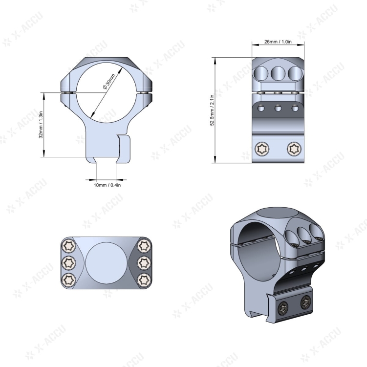 Montaż Vector Optics X-ACCU dwuczęściowy 30 mm na szyny Dovetail średni XASR-3005