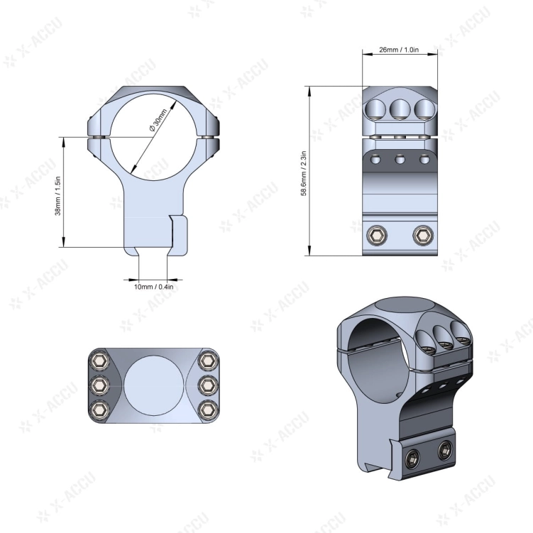 Montaż Vector Optics X-ACCU dwuczęściowy 30 mm na szyny Dovetail wysoki XASR-3006