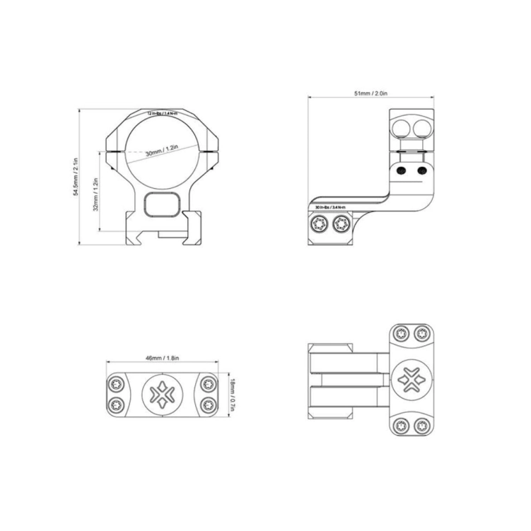 Montaż Vector Optics X-ACCU dwuczęściowy Cantilever 30 mm na szyny Picatinny średni XASR-3016
