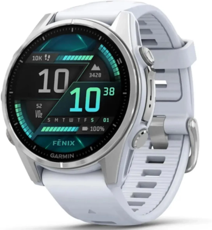 Garmin Fenix 8 43 mm Srebrny z białym paskiem
