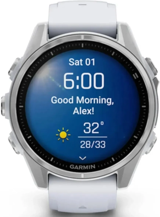 Garmin Fenix 8 43 mm Srebrny z białym paskiem