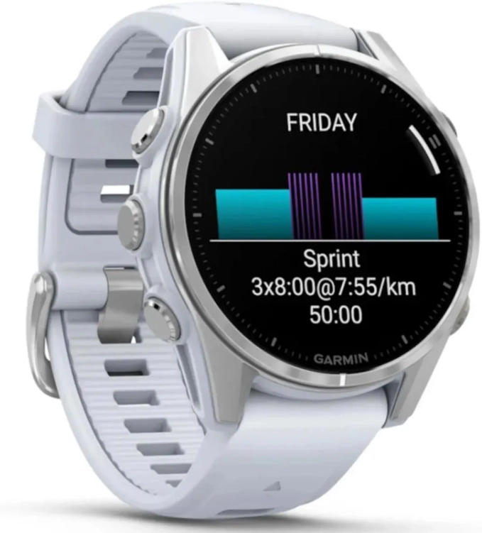 Garmin Fenix 8 43 mm Srebrny z białym paskiem