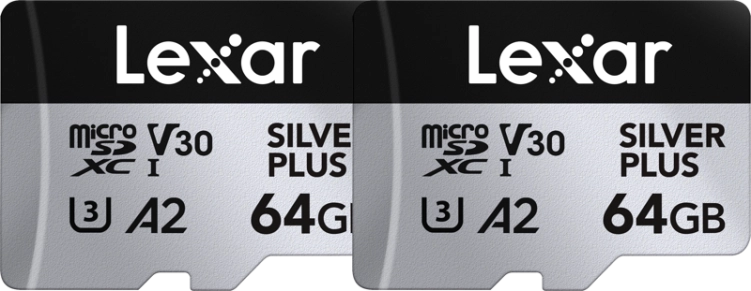 Lexar MicroSDXC Professional Silver Plus UHS-I/U3/A2/4K R205/W100 (V30) 64 GB - 2 pack
