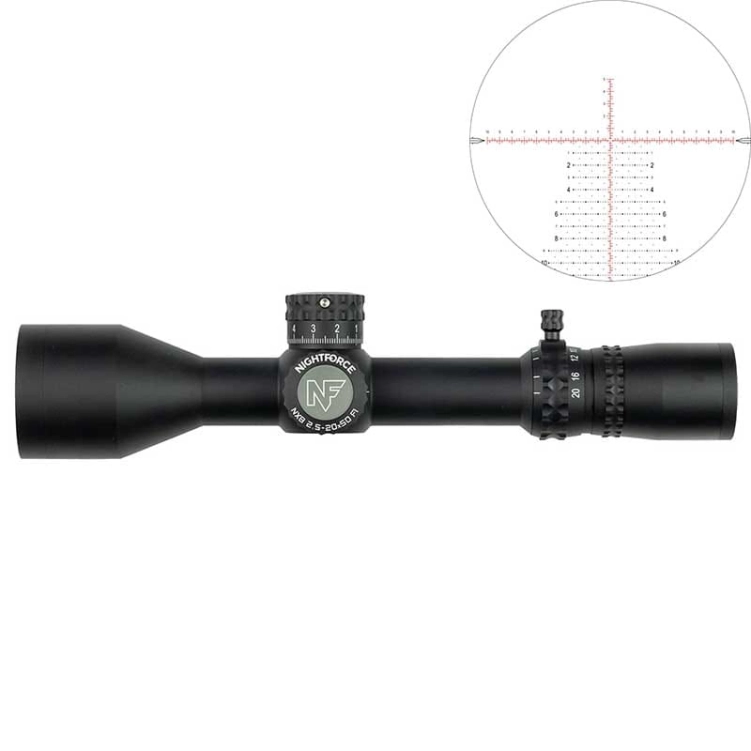 Luneta Nightforce NX8 2.5-20x50mm F1, czarna, z podświetlanym celownikiem MOA-XT - C651