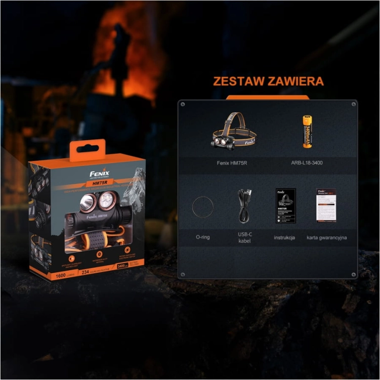 Latarka czołowa Fenix HM75R SE bez dodatkowego zasobnika