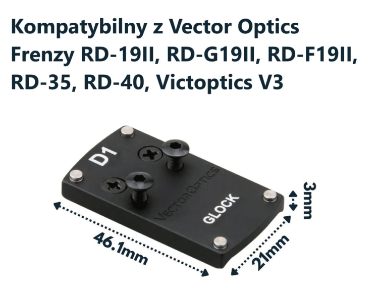 Płytka Vector Optics SCRDM-01 Glock Mounting dla celowników ze stopką TEK (Docter Sight)