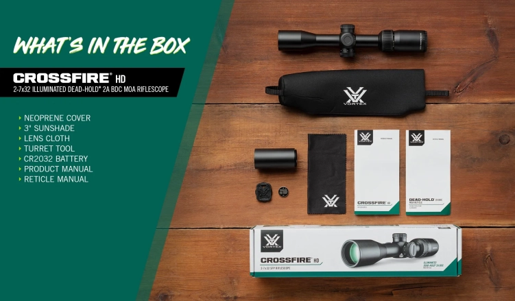 Luneta celownicza Vortex Crossfire HD 2-7x32 1" iR Dead-Hold 2A BDC MOA