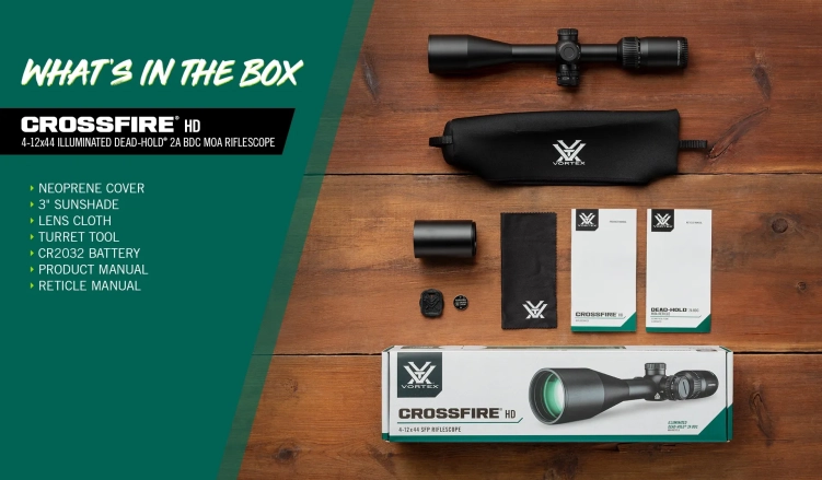 Luneta celownicza Vortex Crossfire HD 4-12x44 1" iR Dead-Hold® 2A BDC MOA