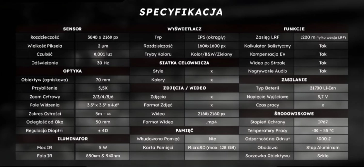 Celownik noktowizyjny z dalmierzem Noxar Sidar 4K