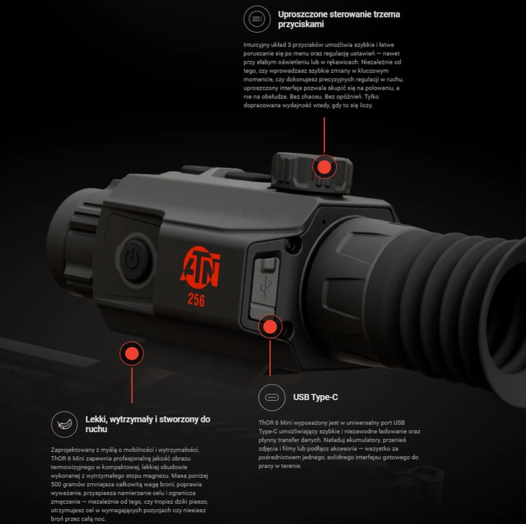 Celownik termowizyjny ATN ThOR 6 Mini 256x192 2-16x