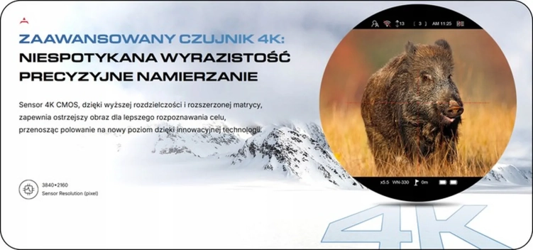 Celownik noktowizyjny PARD Night Stalker 4K eX 70 mm + moduł IL1 dalmierz i iluminator 850nm