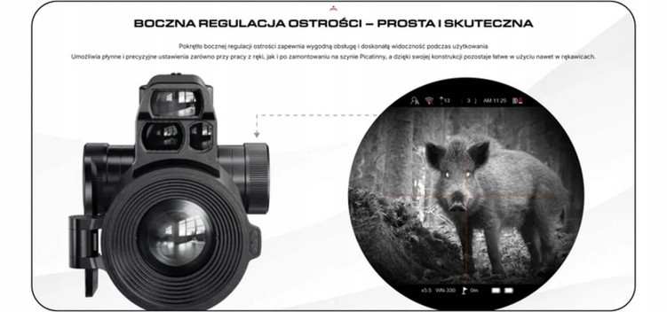 Celownik noktowizyjny PARD Night Stalker 4K eX 70 mm + moduł IL1 dalmierz i iluminator 850nm