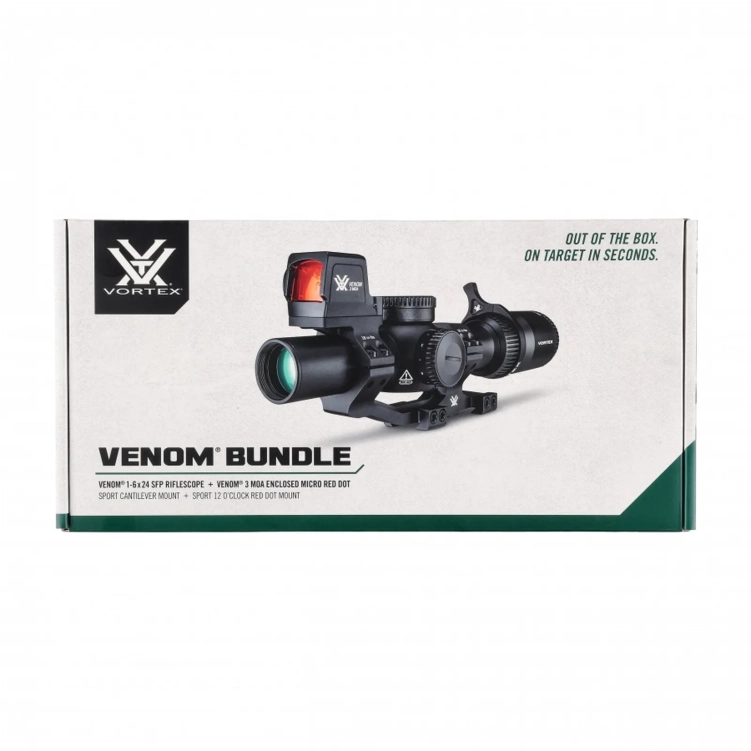 Zestaw Vortex AR luneta celownicza Vortex Venom 1-6x24 30 mm AR-BDC3 MOA + kolimator Vortex Venom 3 MOA + montaż Vortex Sport Cantilever 30 mm + montaż pod kolimator