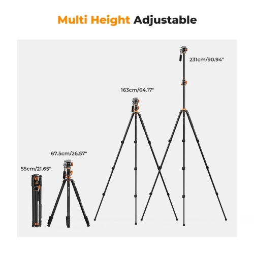 Statyw Video K&F T254A7 + FH-03