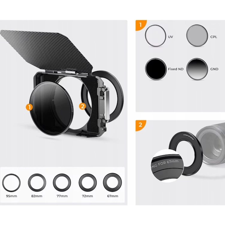 K&F SKU.2364V1 matte box do obiektywu 67-95 mm