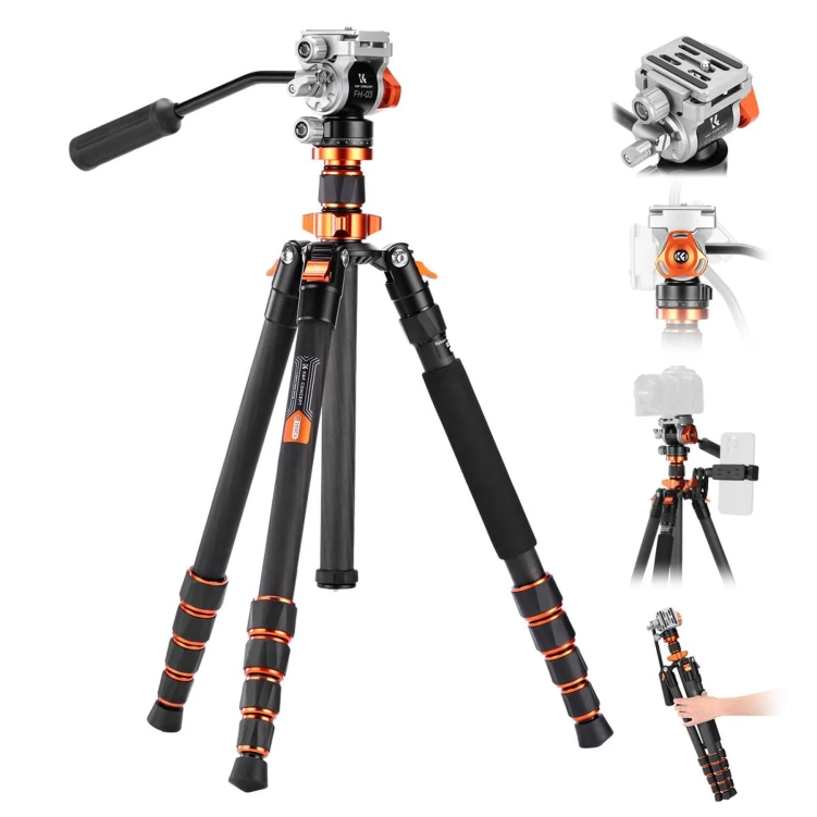 K&F Concept O255C4+FH-03 statyw wideo karbonowy
