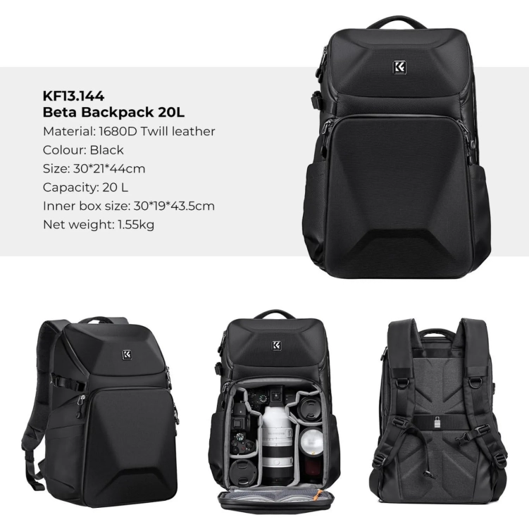 K&F Concept 20L DSRL Czarny - Black Plecak fotograficzny