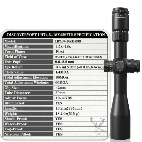 Luneta celownicza Discovery Optics LHT 4.5-18X42SFIR FFP-MOA