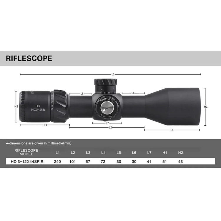Luneta celownicza Discovery Optics HD 3-12X44SFIR FFP-MIL