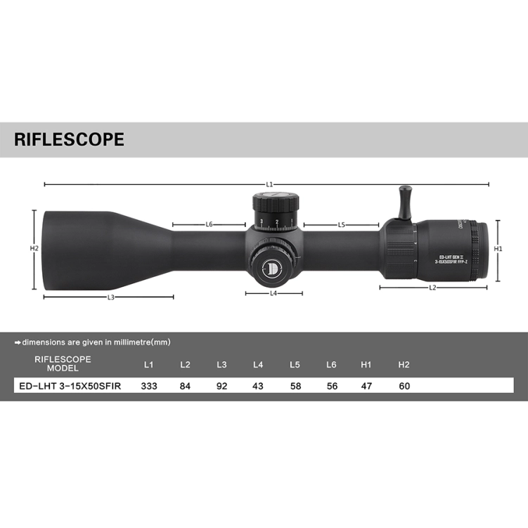 Luneta celownicza Discovery Optics ED-LHT GENⅡ 3-15X50SFIR FFP-Z-MRAD
