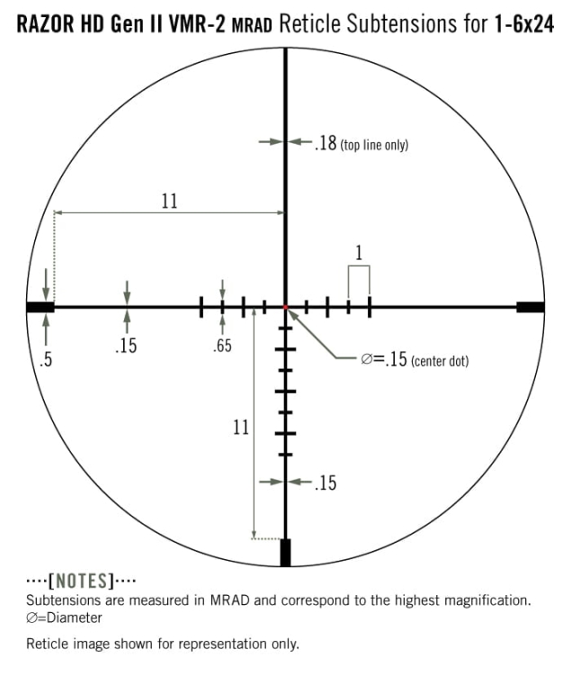 Vortex Razor II HD-E 1-6x24 30 mm VMR-2 MRAD 